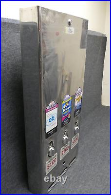 Vintage 1990s Era 3 Row Condom Dispenser Machine 32-1/2 Stainless Advertising