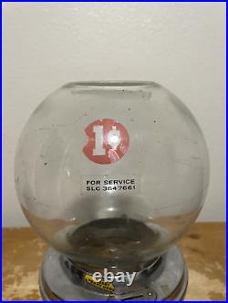 Vintage 1 CENT GUMBALL MACHINE with Glass Globe Unbranded Works