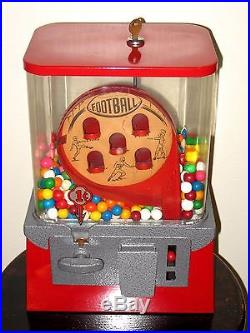 Vintage 1 Cent Coast Football Pinball Gumball Vending Machine Game