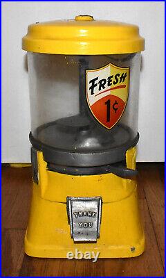 Vintage 1 Cent Coin Op Operated Gumball Candy Peanut Machine