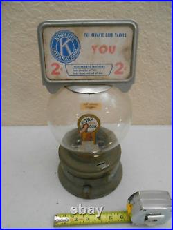 Vintage 1 Cent Ford Gumball Vending Machine Glass Globe 2 Cent Kiwanis Topper B