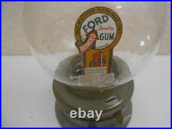 Vintage 1 Cent Ford Gumball Vending Machine Glass Globe 2 Cent Kiwanis Topper B