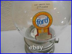 Vintage 1 Cent Ford Gumball Vending Machine Glass Globe Metal Kiwanis Topper C