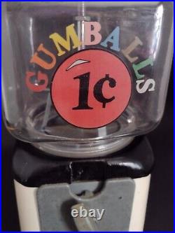Vintage 1 Cent Gumball Machine Jolly Good Industries red, metal & glass