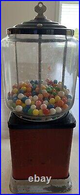 Vintage 1 Cent Gumball Machine Works With Key
