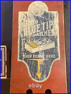 Vintage 1 Cent OHIO Blue Tip MATCHES Coin Op Dispenser Vending Machine Northwest