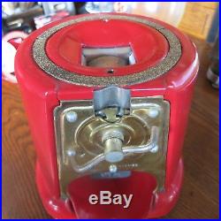Vintage 1 cent Candy Machine Red with Original Key Glass Dome