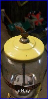 Vintage 1cent Northwestern Model 33 Porcelain Glass Globe Gumball Machine Yellow