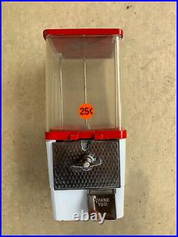 Vintage 25 Cent Gumball 1960s Gumball Machine Bright RED with Key, WORKS