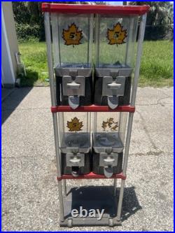 Vintage 4-Head Mark I Beaver Gumball & Candy Vending Machine Stand 1940-50 Withkey