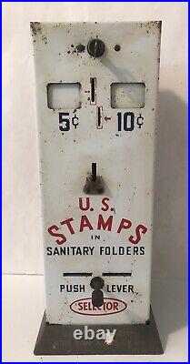 Vintage 5 & 10 Cent US Postage Stamp Dispenser Counter Coin Vending Machine &Key
