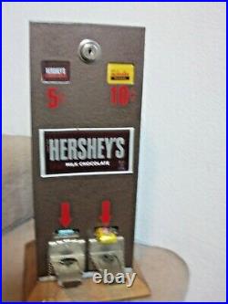 Vintage 5¢/10¢ Hersheys Two column vending Machine, withkey, weights, cash box