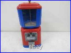 Vintage 5 Cent Gumball Machine UNIVERSAL VENDORS OF ST. LOUIS- RED & Blue