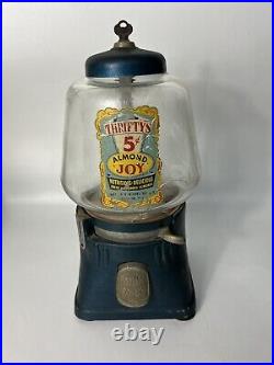 Vintage 5 Cent Gumball Peanut Coin Operated Machine Thrifty Vendors New York
