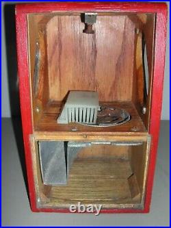 Vintage 5 Cent Victor Vending Baby Grand Wooden Gum Ball Machine with Key