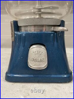 Vintage 5¢ TRY SOME Breath Chaser Chlorophyll Gum Candy Gumball Machine Blue Key