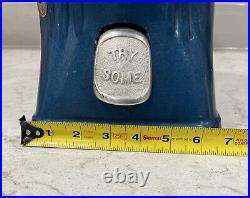 Vintage 5¢ TRY SOME Breath Chaser Chlorophyll Gum Candy Gumball Machine Blue Key