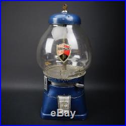 Vintage 5 cent Gumball Machine Blue Working Original Un-Restored by Abbey Mfg