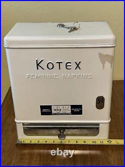 Vintage 5 cent KOTEX Feminine Napkin VENDING MACHINE withKeys-Embossed