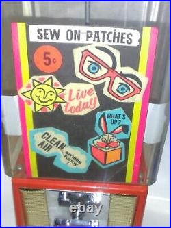 Vintage 5 cent NW60 Vending Machine with 1960's Sew on Patch Display Card