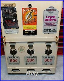 Vintage 70's 4 Row Condom Sexy Pictures Oil Lube Vending Machine. 50 Coin Op