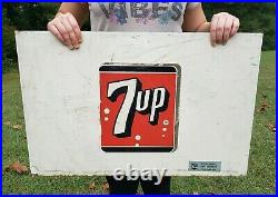 Vintage 7up Vending Machine Button Panel Advertising Sign 1970's 60's Metal