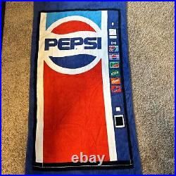 Vintage 80s Pepsi Cola Vending Machine Beach Bath Towel Promo Advertise Made USA