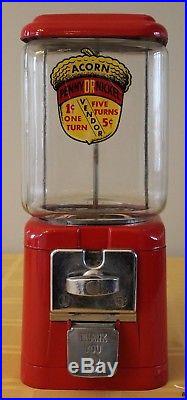 Vintage ACORN Penny Nickel Vending Machine 1 Cent 5 Cent Red Body WORKS