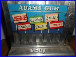 Vintage ADAMS 1 Cent Penny Coin Operated Gum Chiclets Dentyne Dispensing Machine