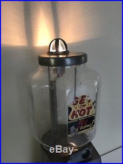 Vintage ASCO Get Em Hot Peanut 5 Cent Vending Machine Working Light Octagonal