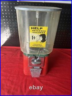 Vintage Acorn 1 Cent Help Retarded Children Gumball Machine, Oak RARE HTF