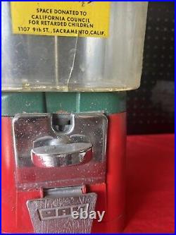 Vintage Acorn 1 Cent Help Retarded Children Gumball Machine, Oak RARE HTF