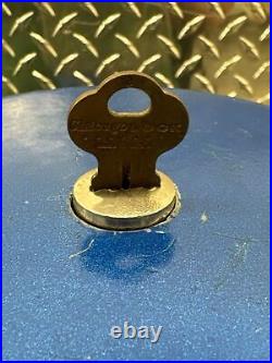 Vintage Acorn 1 Cent Penny Gumball Machine Blue Cast Glass Globe With Original Key