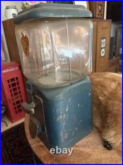 Vintage Acorn 1 Countertop Gumball/Candy Machine Original Patina Glass Globe