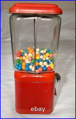Vintage Acorn Glass Globe Gumball Candy Nut vending machine 1c Works-No Key
