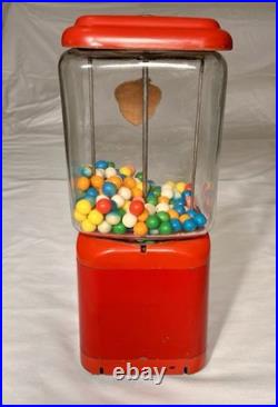 Vintage Acorn Glass Globe Gumball Candy Nut vending machine 1c Works-No Key
