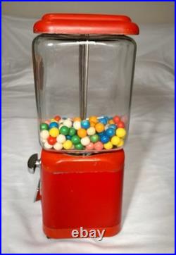 Vintage Acorn Glass Globe Gumball Candy Nut vending machine 1c Works-No Key