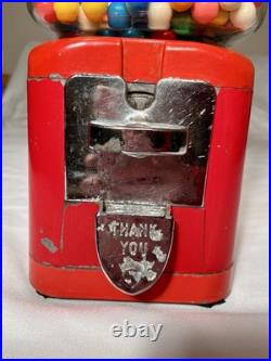 Vintage Acorn Glass Globe Gumball Candy Nut vending machine 1c Works-No Key