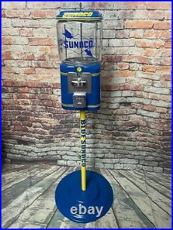 Vintage Acorn glass globe penny gumball machine Blue Sunoco gas man cave gift