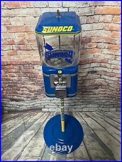 Vintage Acorn glass globe penny gumball machine Blue Sunoco gas man cave gift