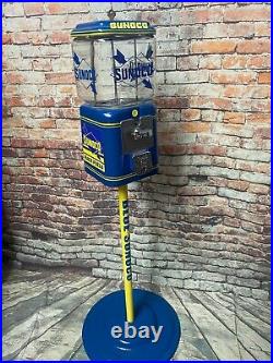 Vintage Acorn glass globe penny gumball machine Blue Sunoco gas man cave gift