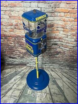 Vintage Acorn glass globe penny gumball machine Blue Sunoco gas man cave gift