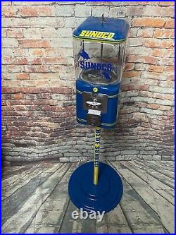 Vintage Acorn glass globe penny gumball machine Blue Sunoco gas man cave gift