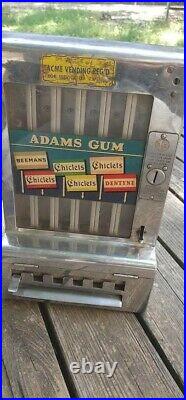Vintage Adams 1 Penny Coin Operated Gum Chiclets Dentyne Dispensing Machine