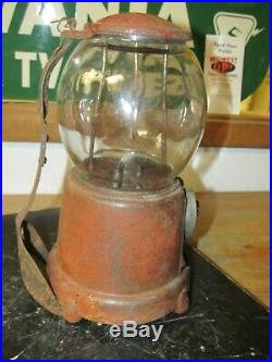 Vintage Advance Cast Iron 1 Cent Gumball Machine For Restoration, T. V. B. Decal
