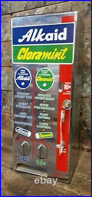 Vintage Alkaid & Cloramint Mint Vending Machine Coin-Op Dispenser & Key works