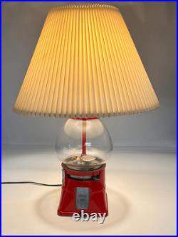Vintage Aluminum & Glass 1 Cent Mechanical Gumball Vending Machine Lamp-No Shade