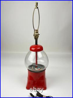 Vintage Aluminum & Glass 1 Cent Mechanical Gumball Vending Machine Lamp-No Shade