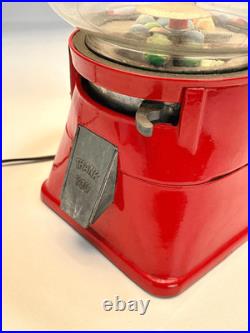 Vintage Aluminum & Glass 1 Cent Mechanical Gumball Vending Machine Lamp-No Shade