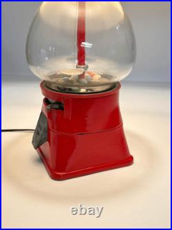 Vintage Aluminum & Glass 1 Cent Mechanical Gumball Vending Machine Lamp-No Shade